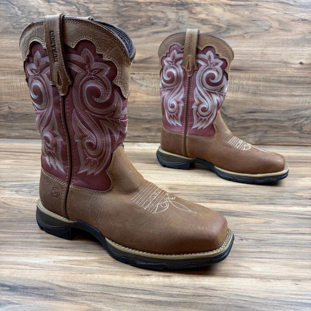 Durango Rebel Womens 8M Square Comp Toe Waterproof 10" Work Brown Boots DRD0220